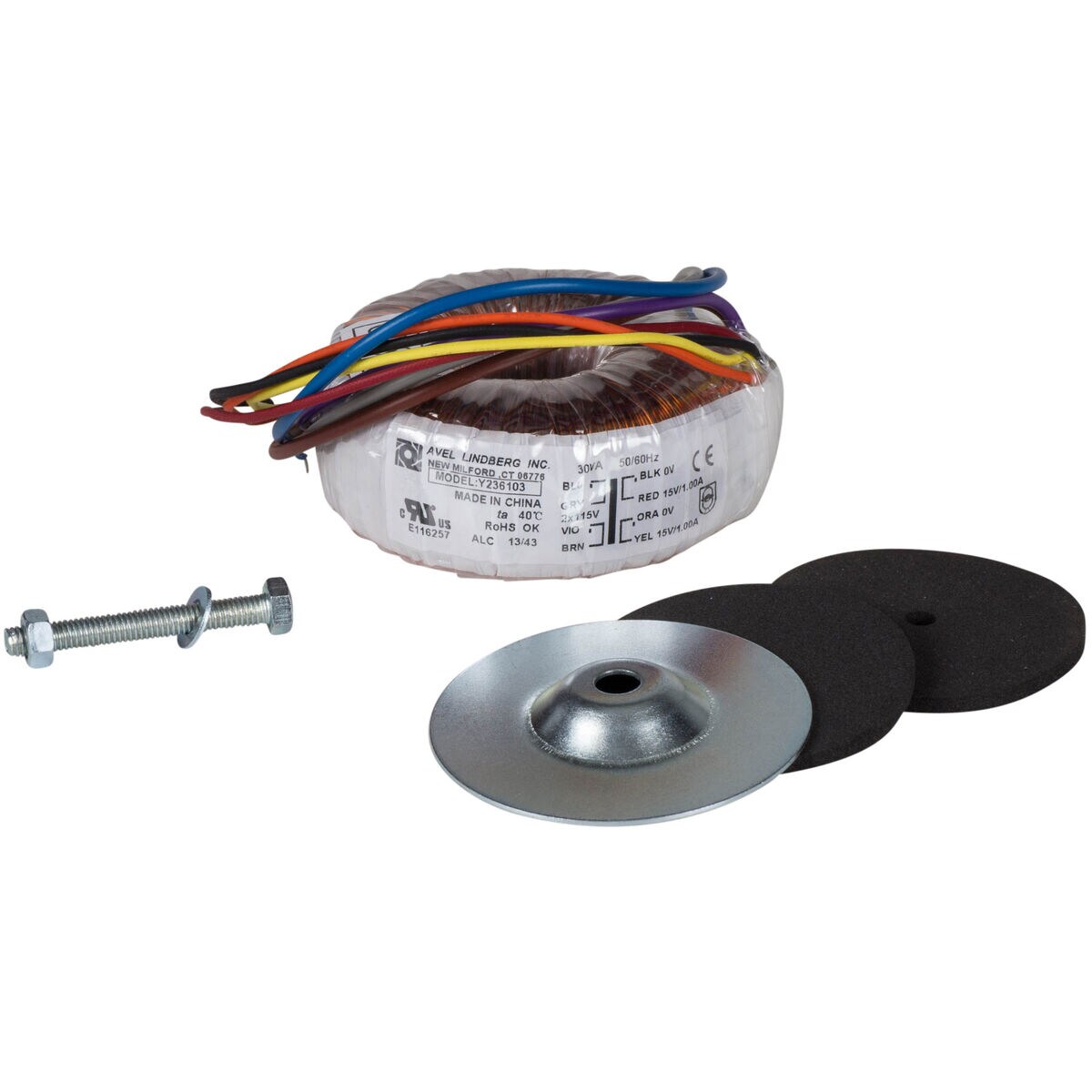 Avel Lindberg Y236103 30VA 15V+15V Toroidal Transformer Avel Lindberg Y236103 30VA 15V+15V Toroidal Transformer